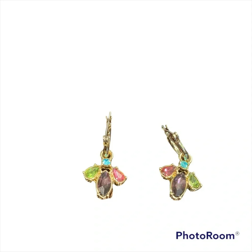 Avon butterfly jeweled hoop earrings NIB